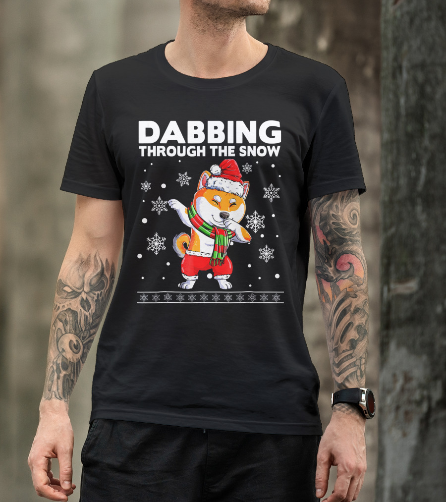Dabbing Through The Snow Shiba Inu Santa T-Shirt