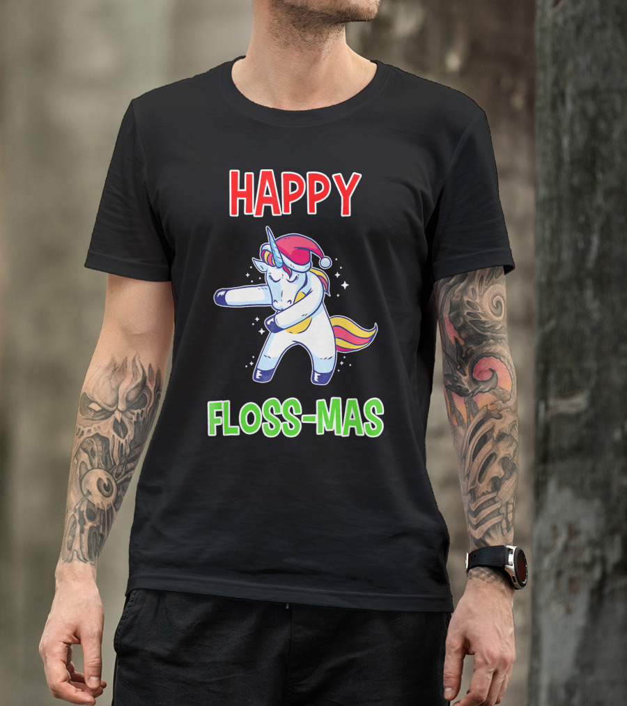 HAPPY FLOSS-MAS Unicorn Christmas Floss T-Shirt