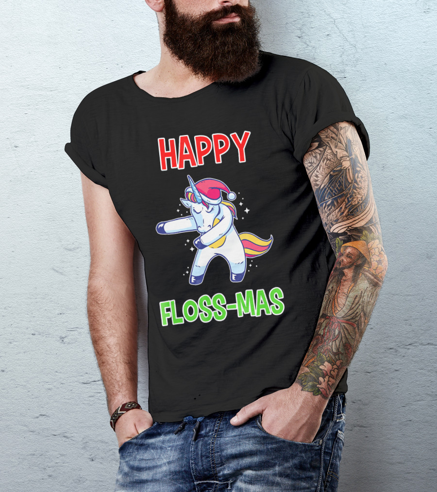 HAPPY FLOSS-MAS Unicorn Christmas Floss T-Shirt
