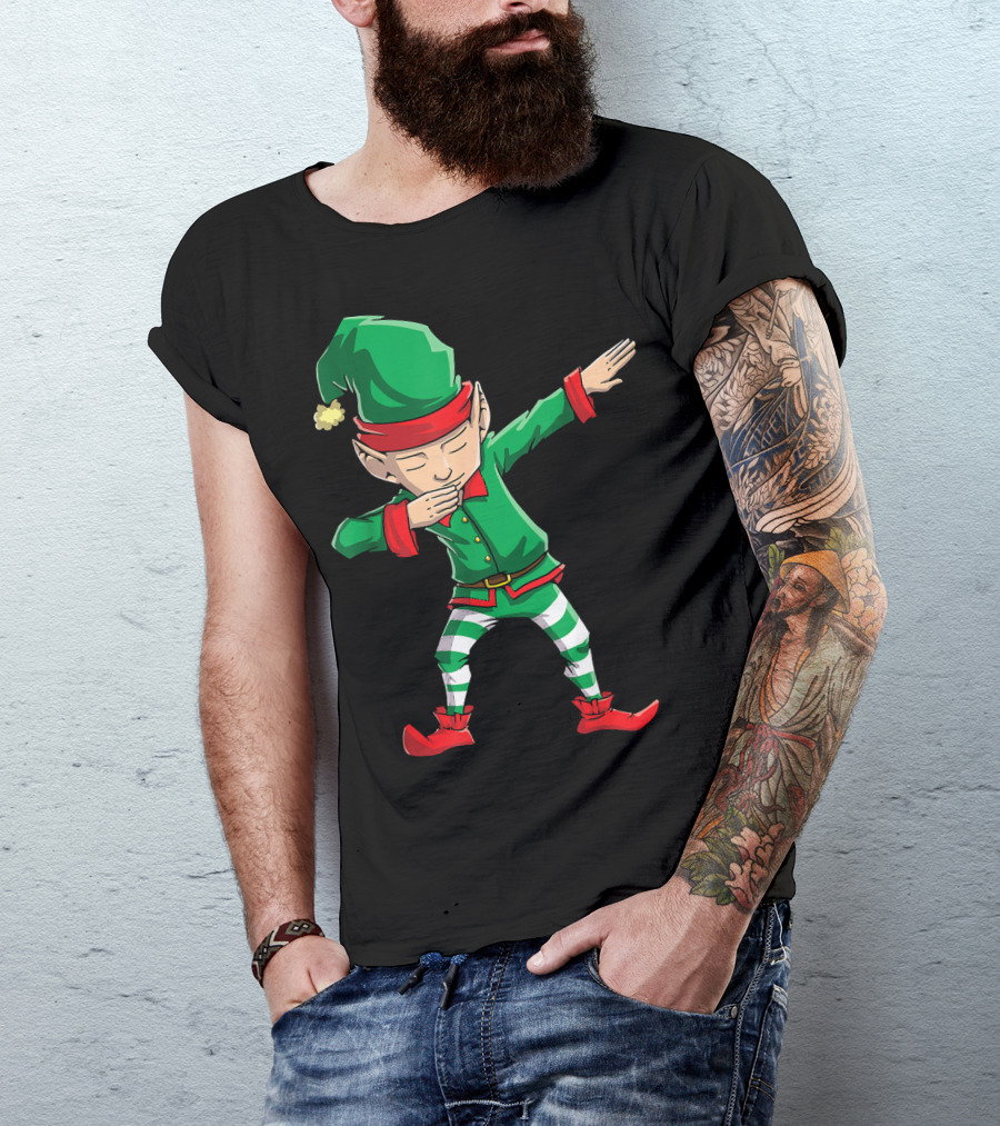Christmas Dabbing Elf Squad Festive Dance Gesture T-Shirt