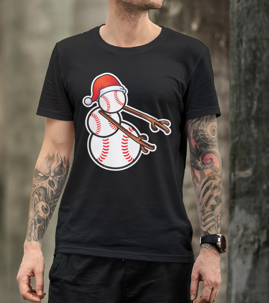 Flossing Snowman Baseballs Santa Hat T-Shirt
