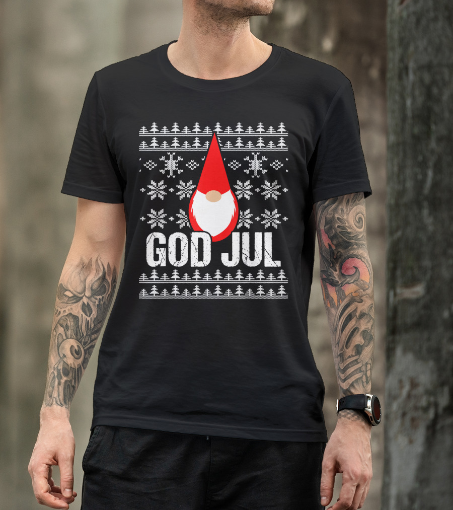 God Jul Gnome Tomte Christmas Nordic T-Shirt