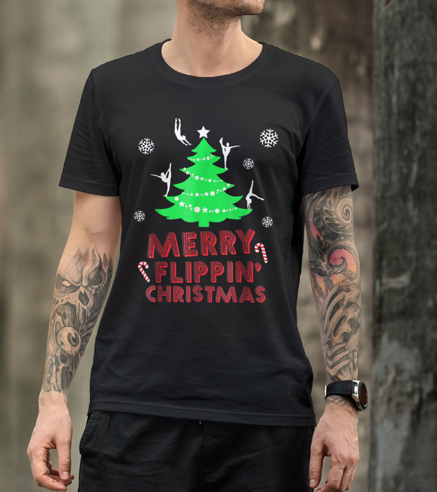 Merry Flippin' Christmas Cute Gymnastics Girls T-Shirt