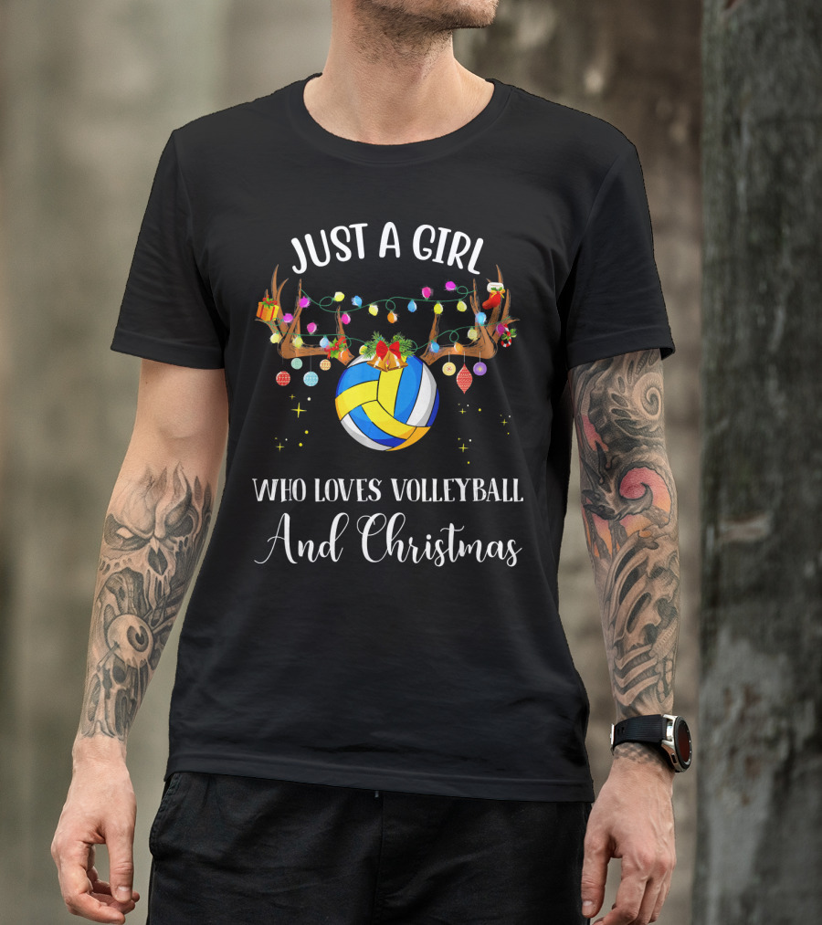 Just A Girl Who Loves Volleyball And Christmas T-Shirt