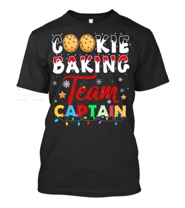 Christmas Cookie Baking Team Captain Holiday Lights Snowflakes Decor T-Shirt