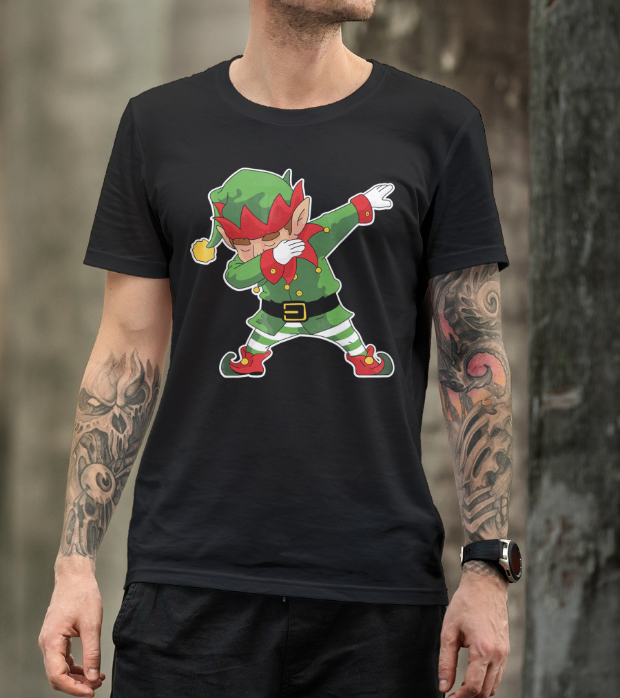 Christmas Dabbing Elf Funny Holiday Dance Pose T-Shirt