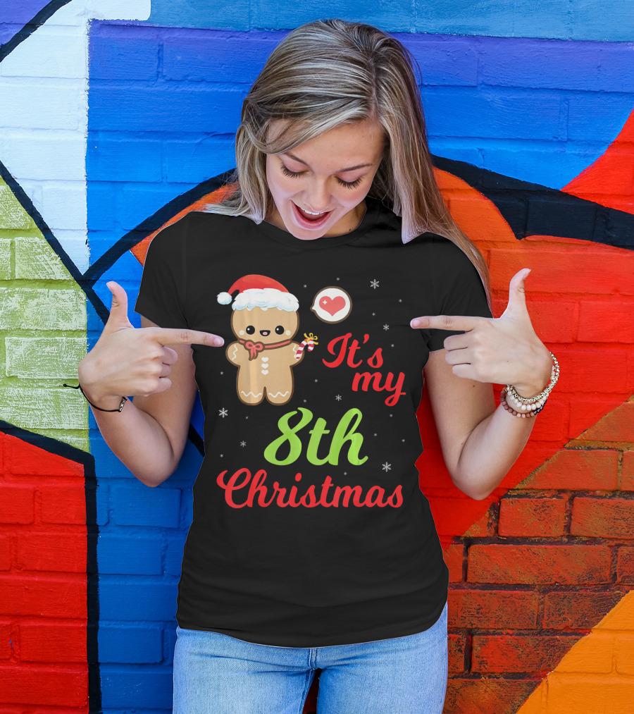 Gingerbread Noel Costume Heart Snow It's My 8th Christmas T-Shirt