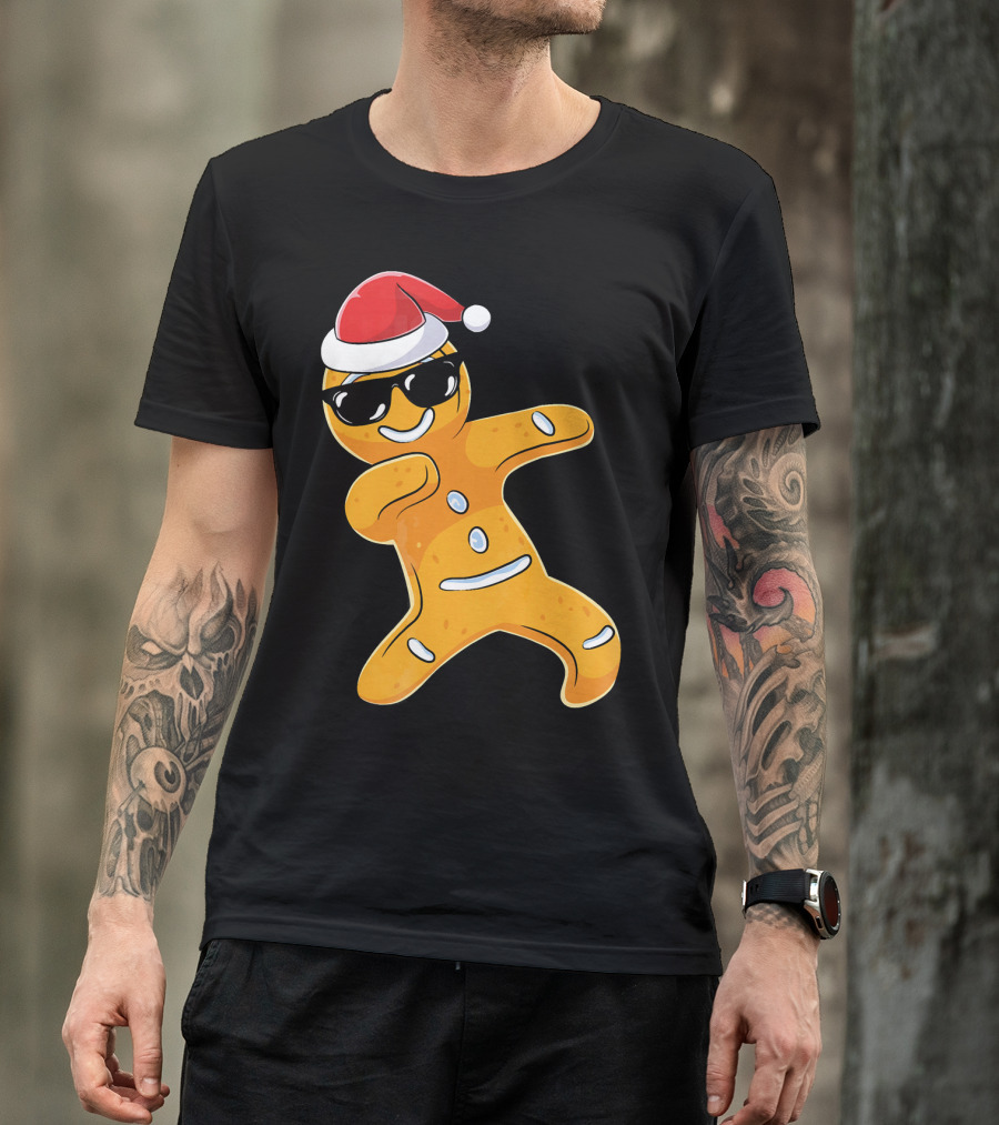 Christmas Dabbing Gingerbread Santa With Sunglasses T-Shirt