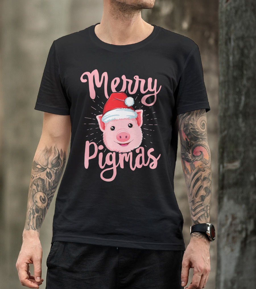 Merry Pigmas Pig Santa Hat T-Shirt