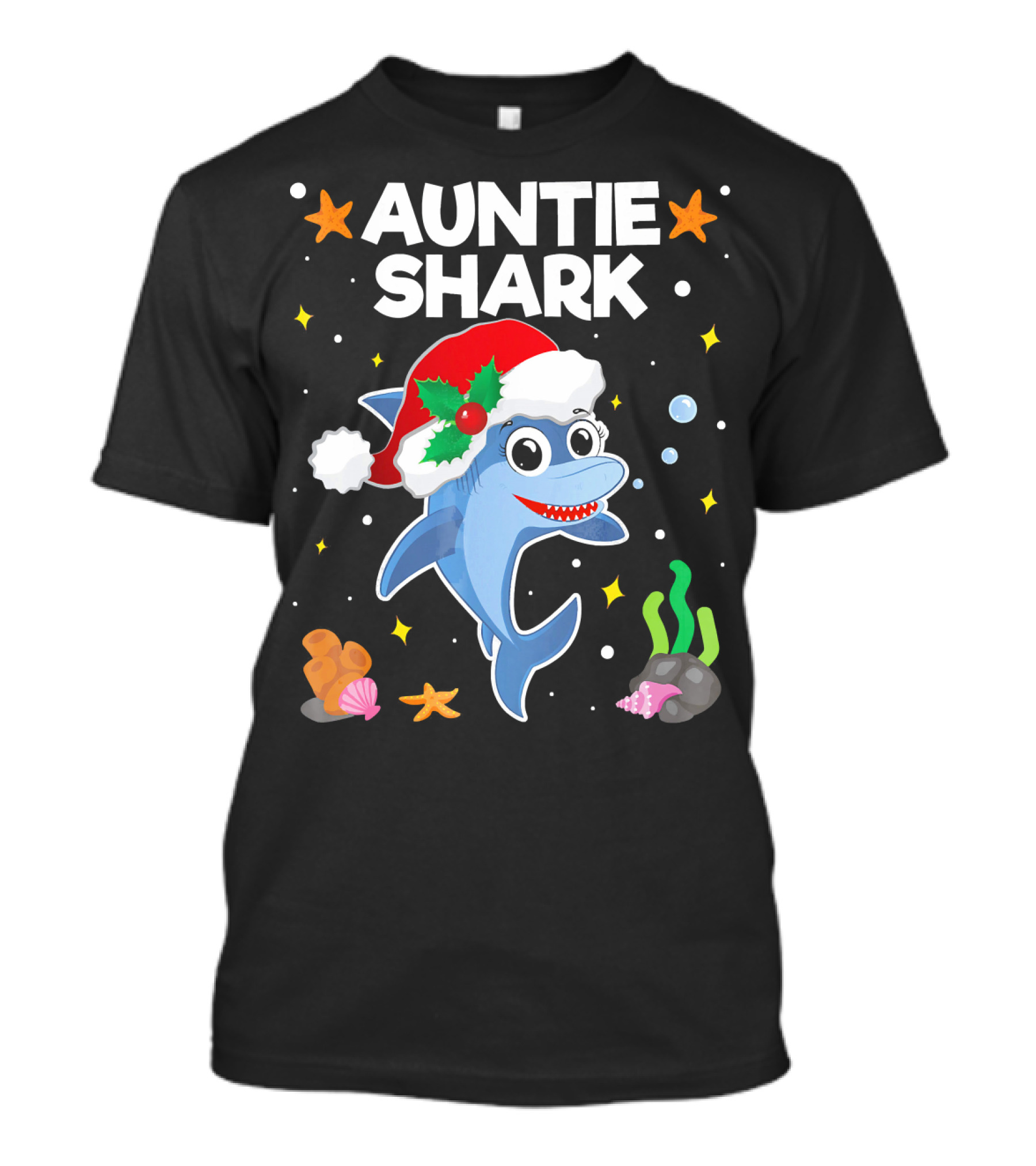 Auntie Shark Santa Claus Christmas Underwater Fun T-Shirt