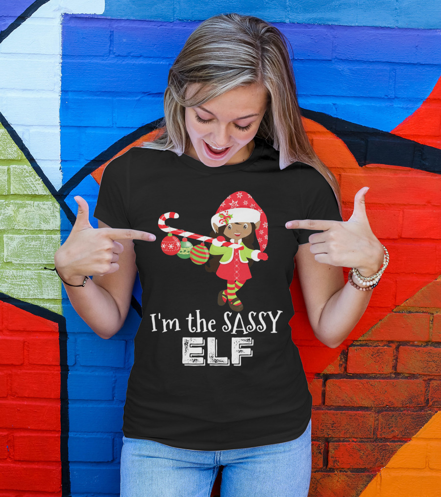I'm The Sassy Elf African American Girls Christmas T-Shirt