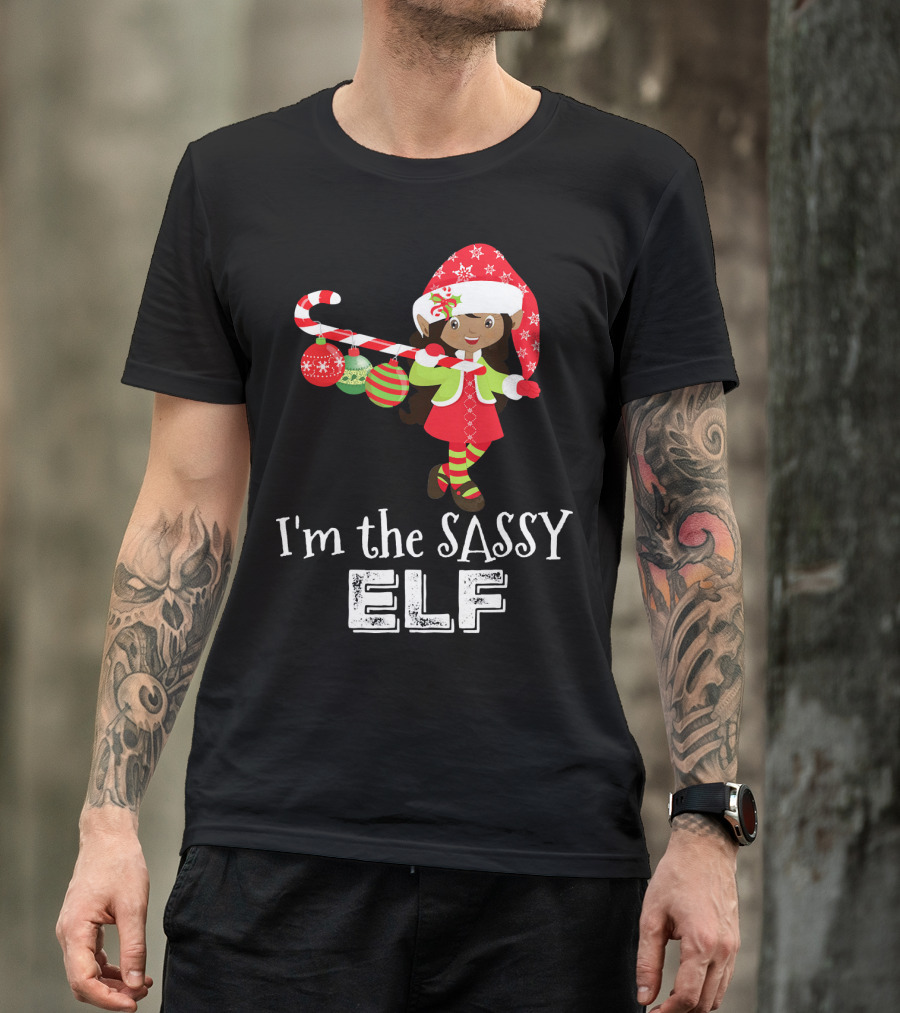 I'm The Sassy Elf African American Girls Christmas T-Shirt