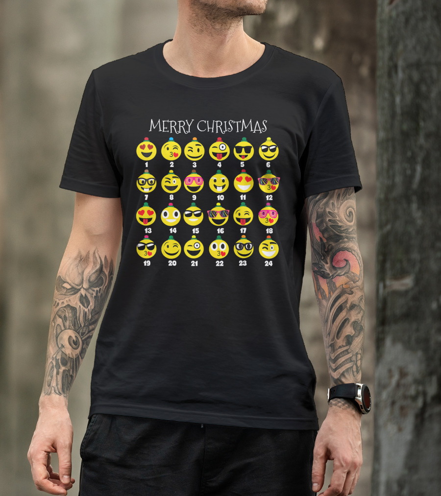 Merry Christmas Emoji Advent Calendar Countdown T-Shirt