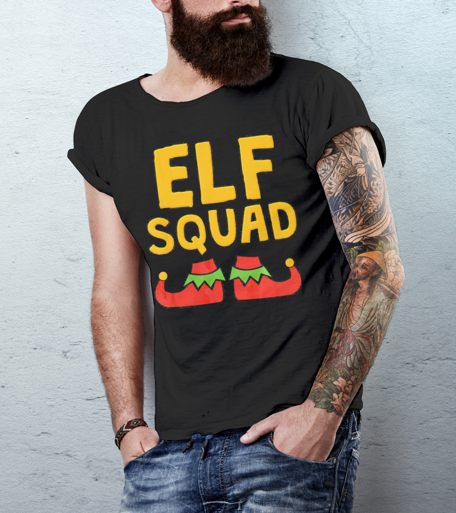 ELF SQUAD Fun Holiday Elf Shoes Festive T-Shirt