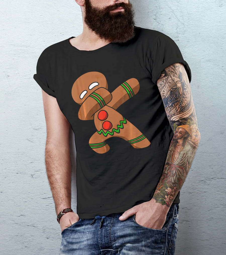 Dabbing Gingerbread Man Funny Christmas Cookie Dance T-Shirt