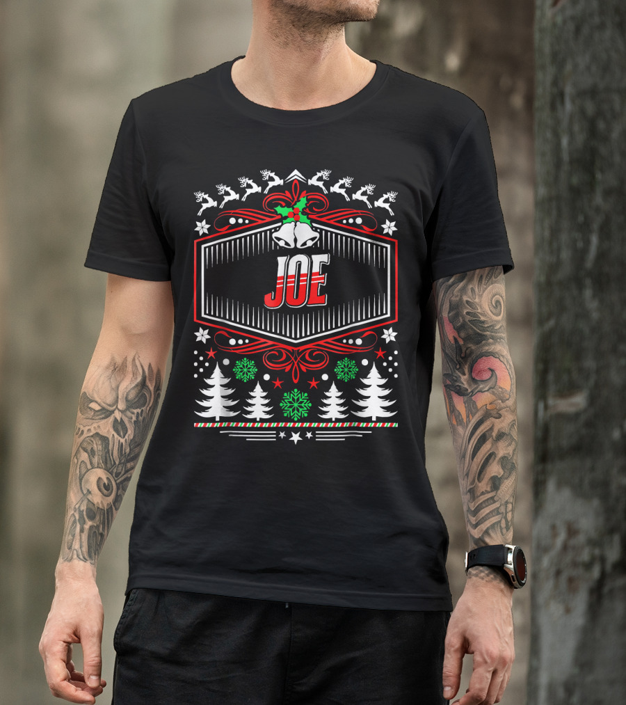 JOE Reindeer Snowflakes Christmas Trees Holiday T-Shirt