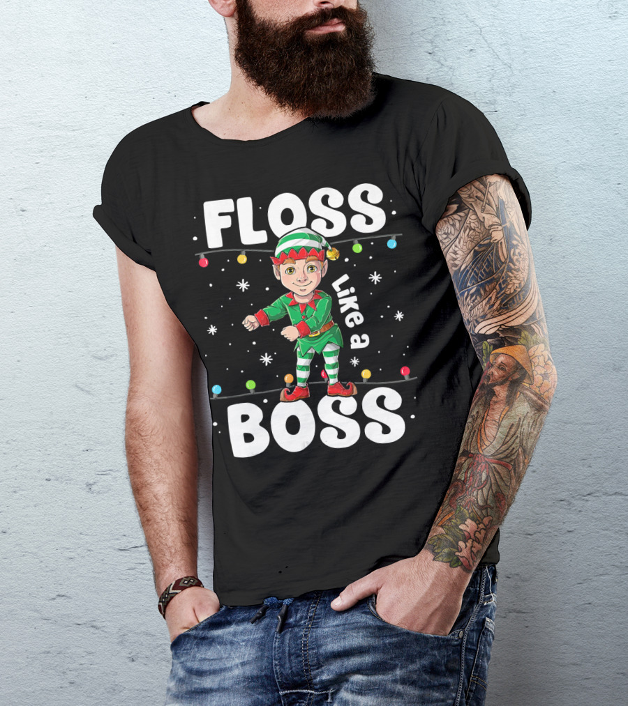 Floss Like A Boss Elf Dance Christmas Lights T-Shirt