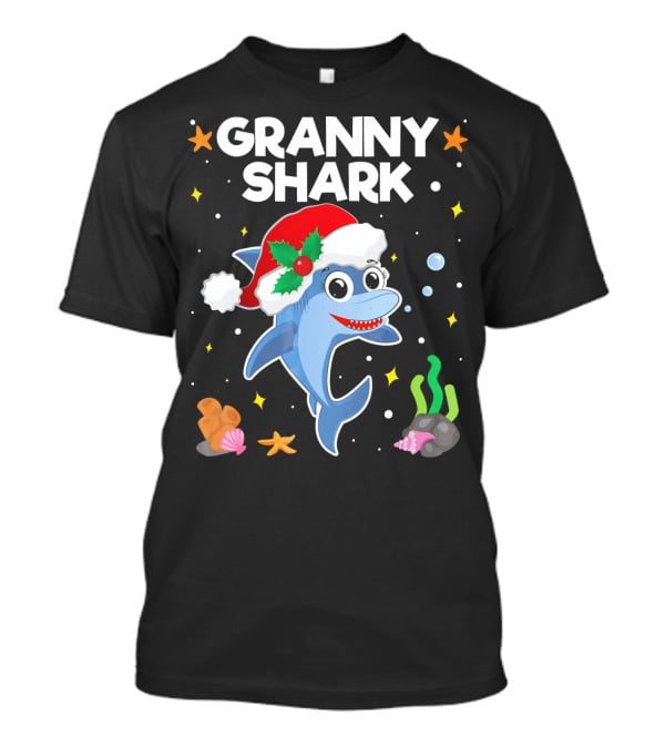 Granny Shark Santa Hat Christmas T-Shirt