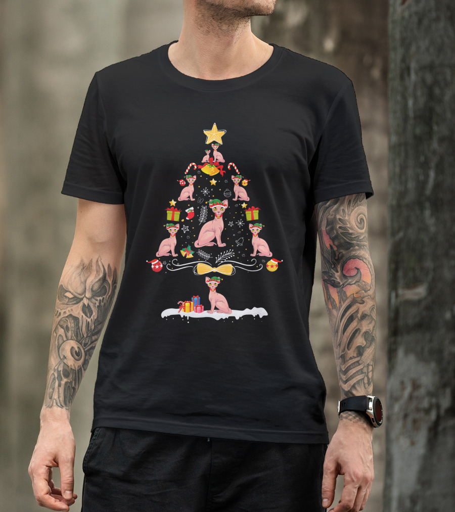 Sphynx Cats Christmas Tree Holiday Ornament Gifts T-Shirt