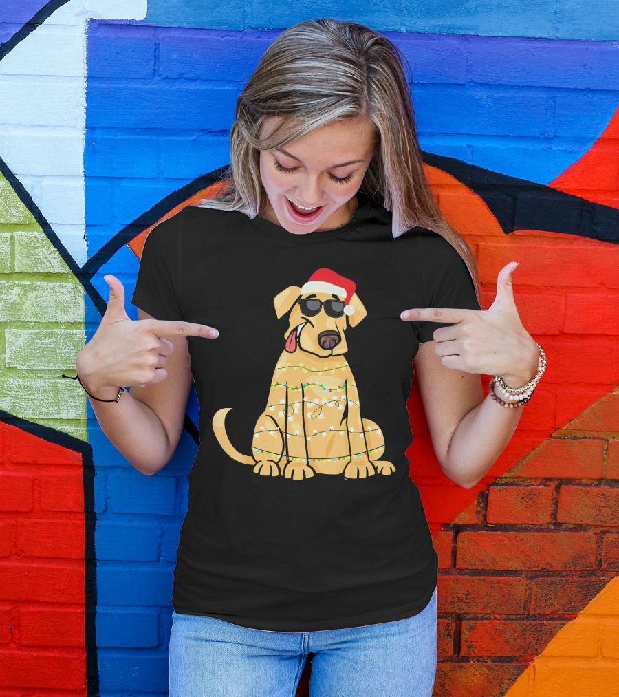 Labrador Santa Claus Christmas Lights Sunglasses T-Shirt