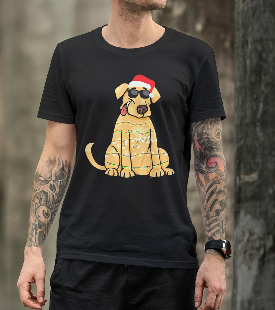 Labrador Santa Claus Christmas Lights Sunglasses T-Shirt