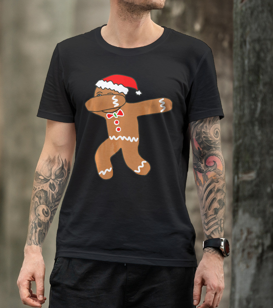 Dabbing Gingerbread Man In Santa Hat T-Shirt