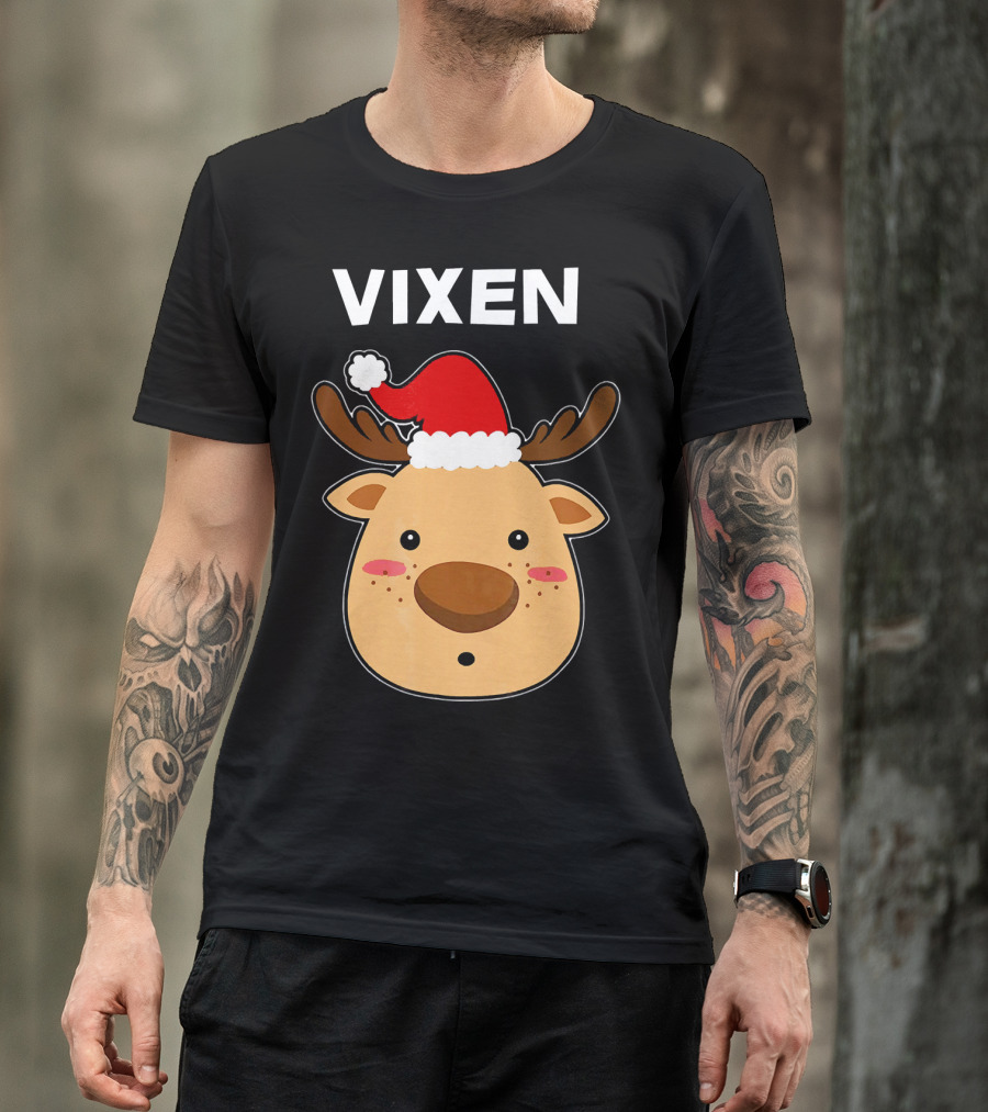 Vixen Santa Hat Reindeer T-Shirt