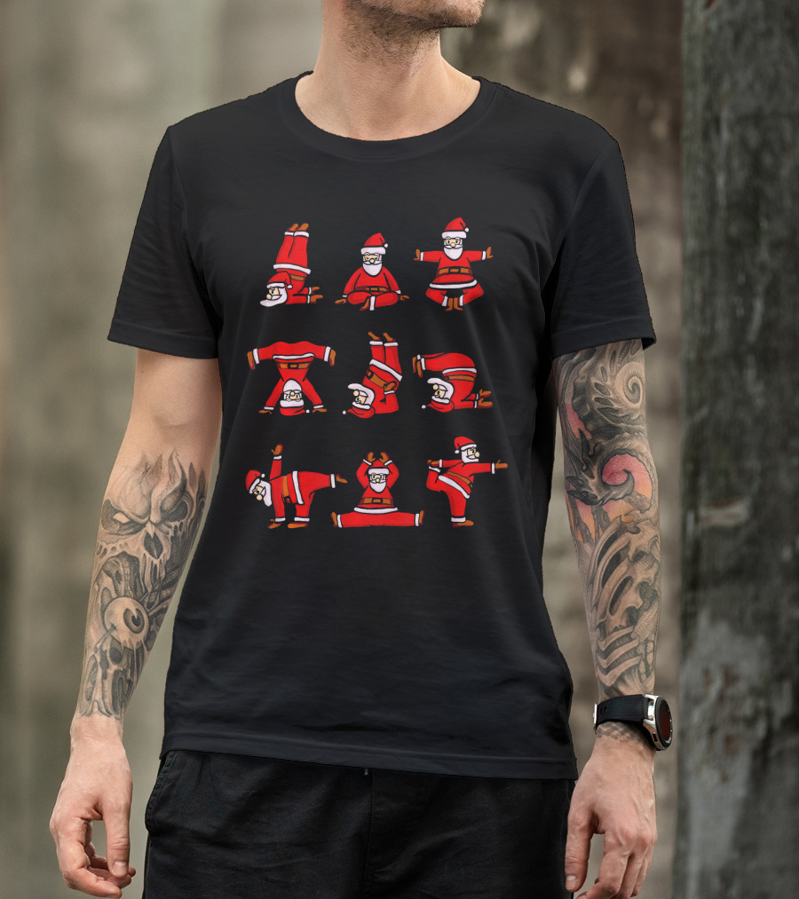 Santa's Christmas Yoga Poses Collection T-Shirt