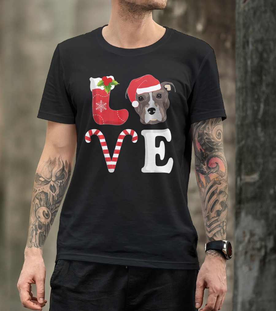 Love Christmas Pitbull Santa Pit Bull T-Shirt