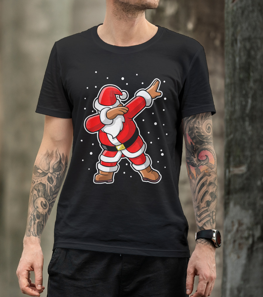 Dabbing Santa Claus Snowing Iconic Christmas Pose T-Shirt