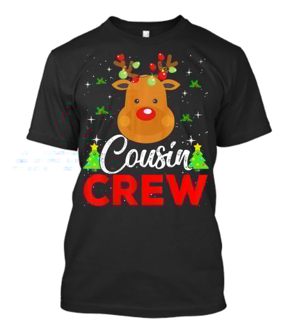 Cousin Crew Funny Reindeer Family Christmas Matching Holiday Trees T-Shirt