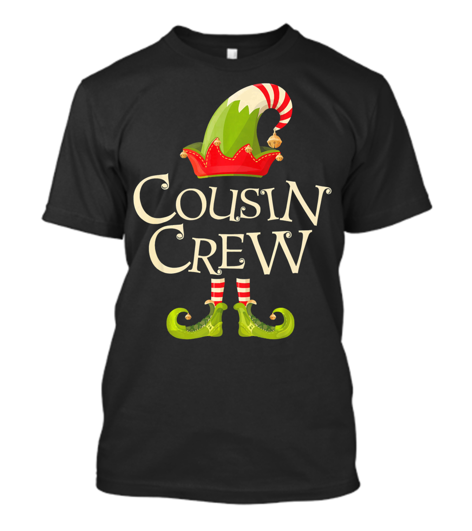 Cousin Crew Elf Matching Family Christmas Hat And Shoes T-Shirt
