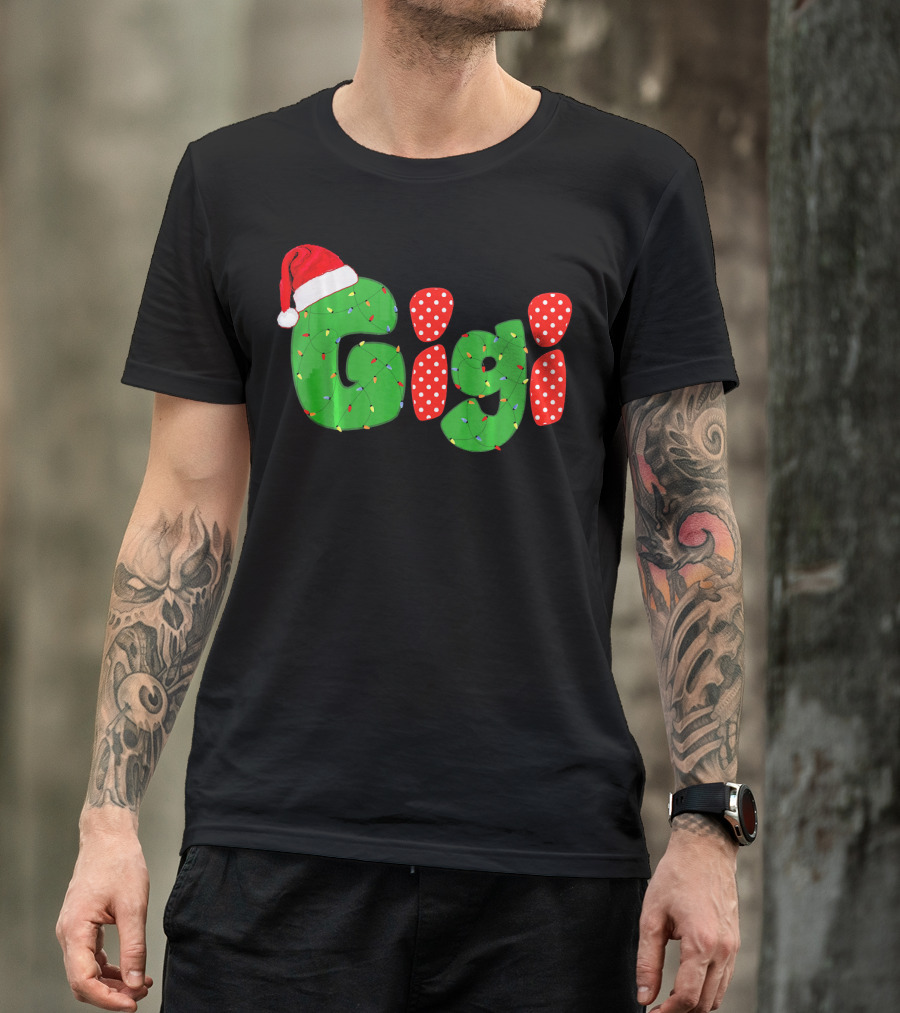 Gigi Christmas Santa Hat Lights Family Matching Pajamas T-Shirt