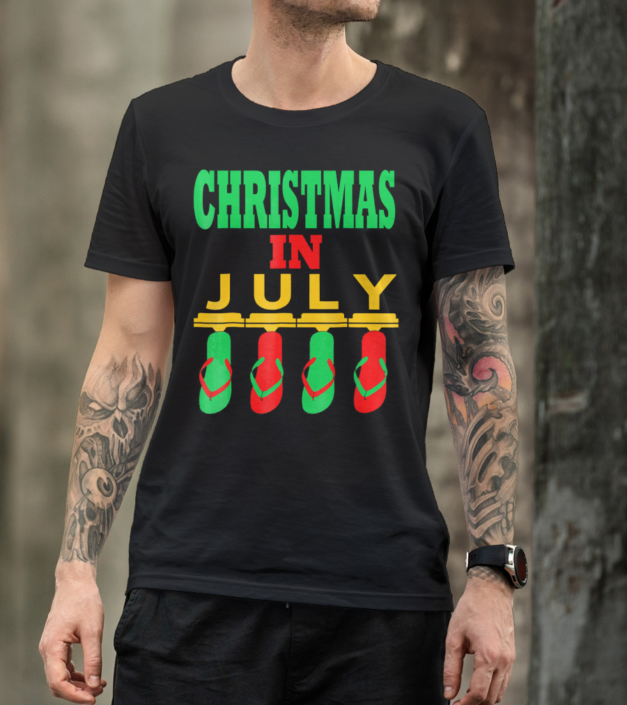 CHRISTMAS IN JULY Flip Flops Summer Holiday T-Shirt