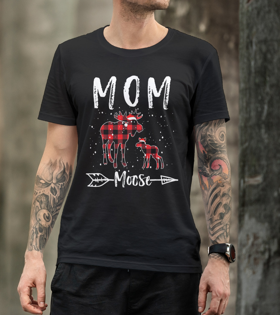 Mom Moose Buffalo Plaid Arrow T-Shirt