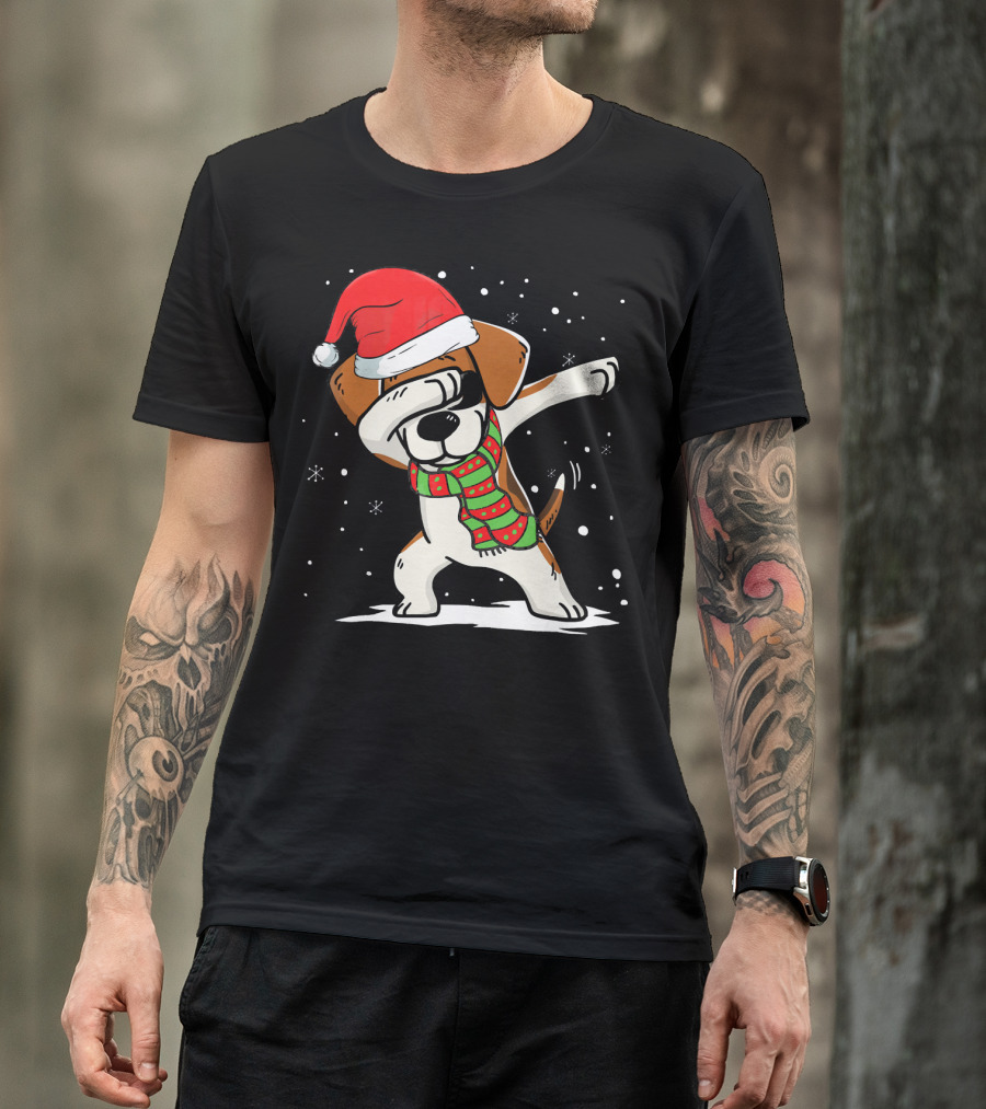 Dabbing Beagle Santa Christmas Dog Dance T-Shirt