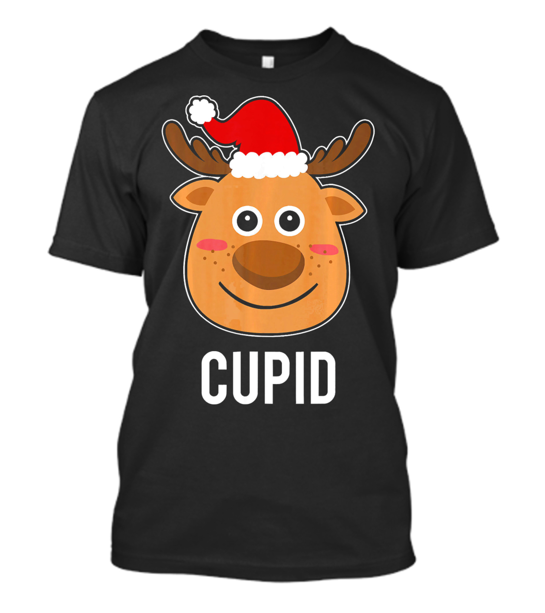 Santa Reindeer Cupid Xmas Group Adorable Christmas Deer Face Holiday T-Shirt