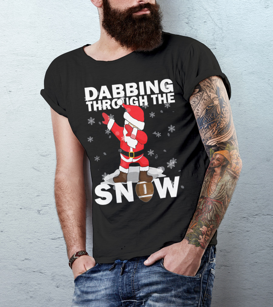 Dabbing Through The Snow Football Santa Dabbing T-Shirt