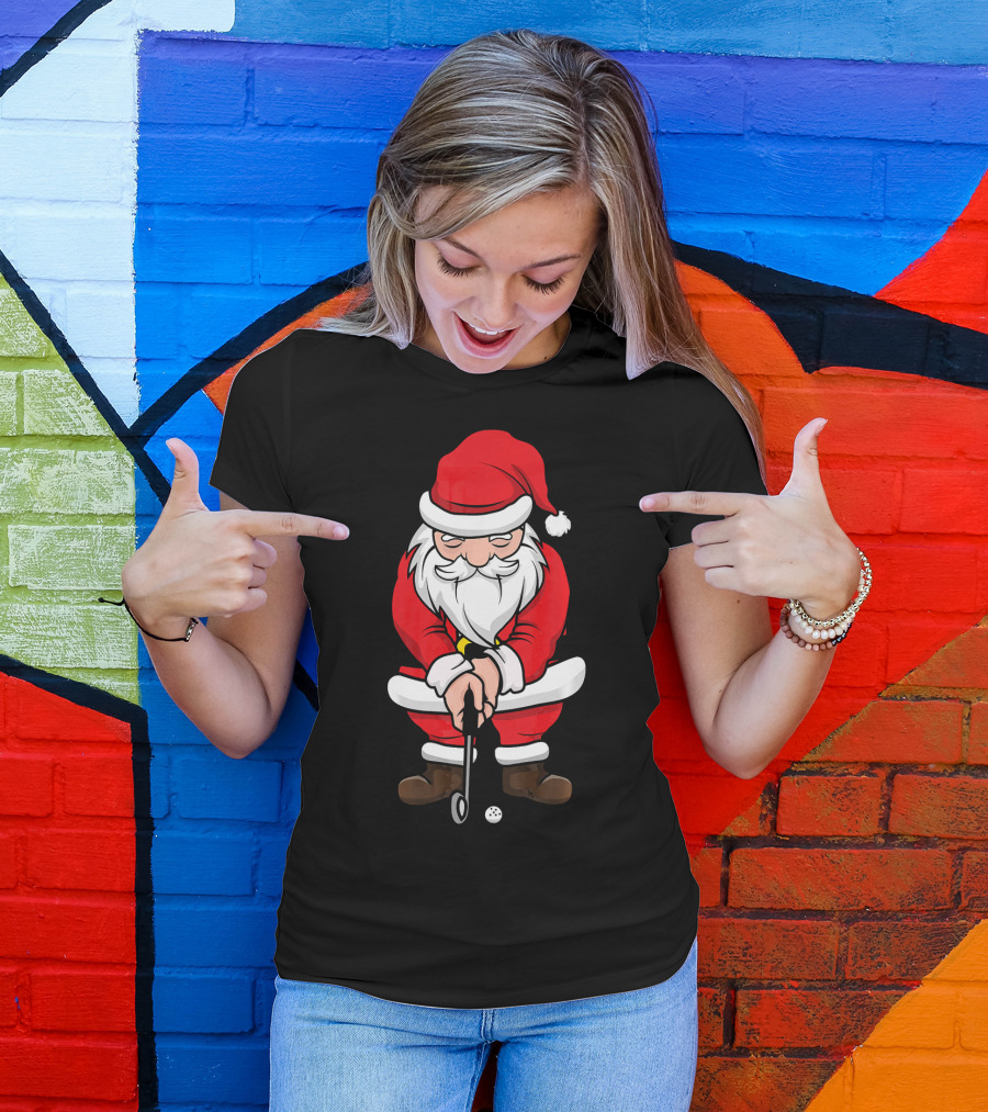 Christmas Santa Claus Golfing Swing T-Shirt