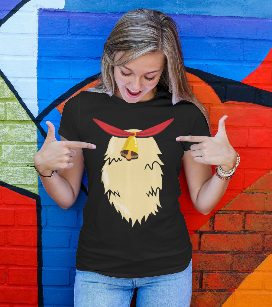 Christmas Reindeer Bell Santa Beard Costume T-Shirt
