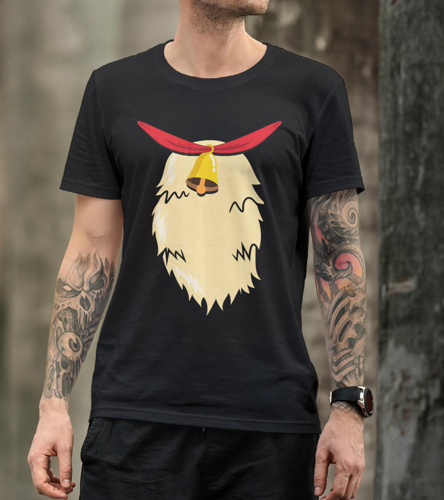 Christmas Reindeer Bell Santa Beard Costume T-Shirt