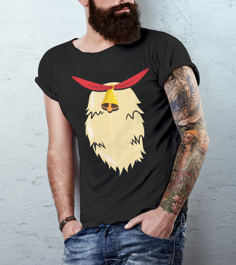 Christmas Reindeer Bell Santa Beard Costume T-Shirt