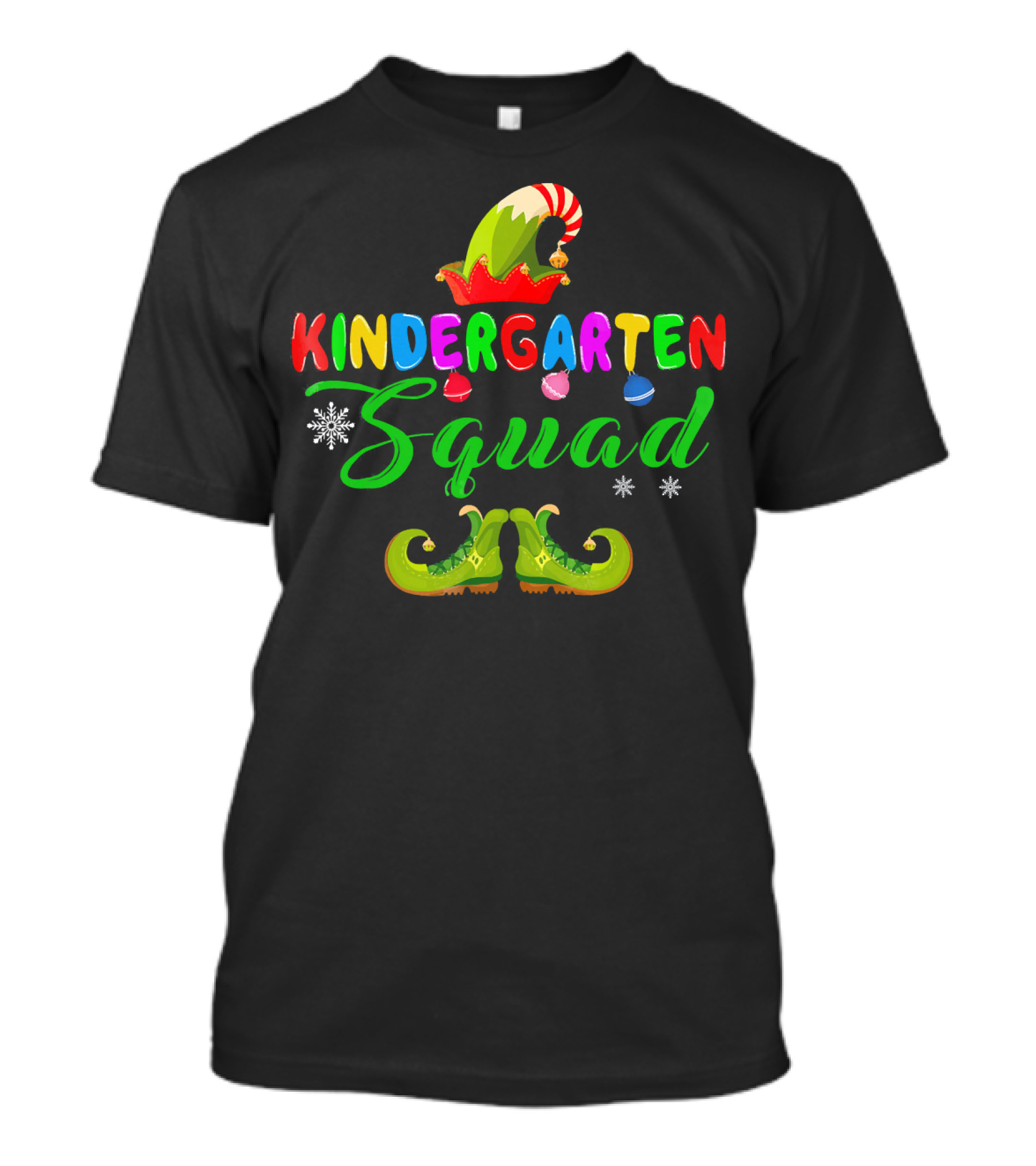 Kindergarten Squad Christmas Elf Hat And Shoes T-Shirt