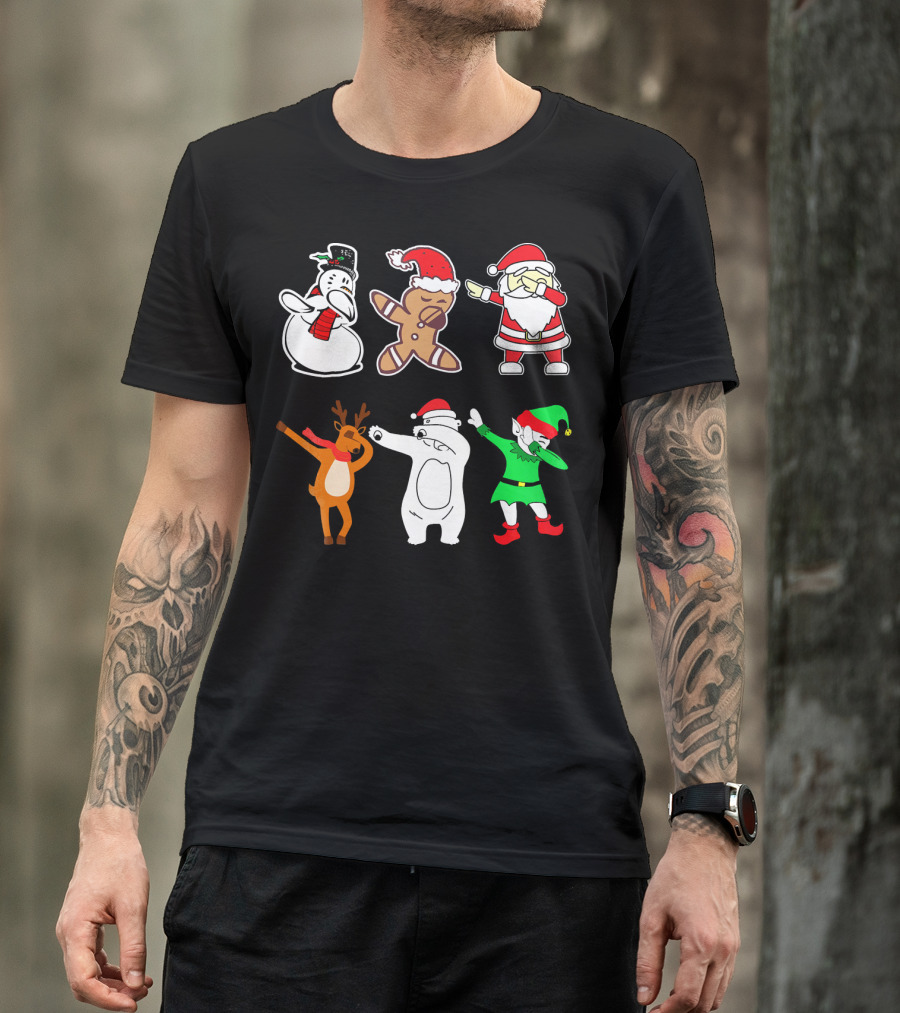 Dabbing Snowman Gingerbread Santa Reindeer Polar Bear Elf Christmas Dab T-Shirt