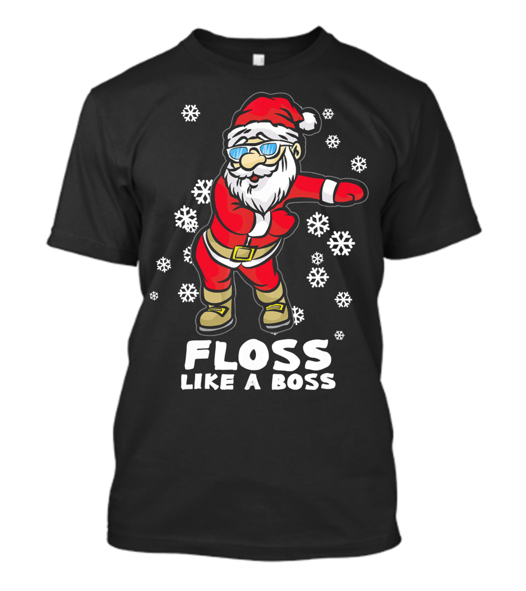 Floss Like A Boss Funny Dancing Santa Christmas Snowflakes T-Shirt