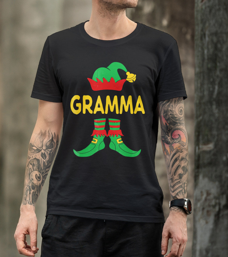 Gramma Elf Christmas Family Matching Outfit Holiday T-Shirt