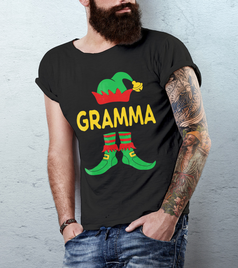 Gramma Elf Christmas Family Matching Outfit Holiday T-Shirt