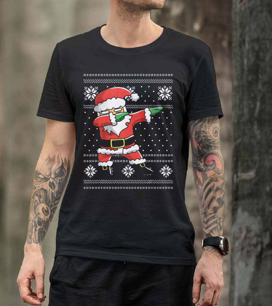 Festive Dabbing Santa Ugly Christmas T-Shirt