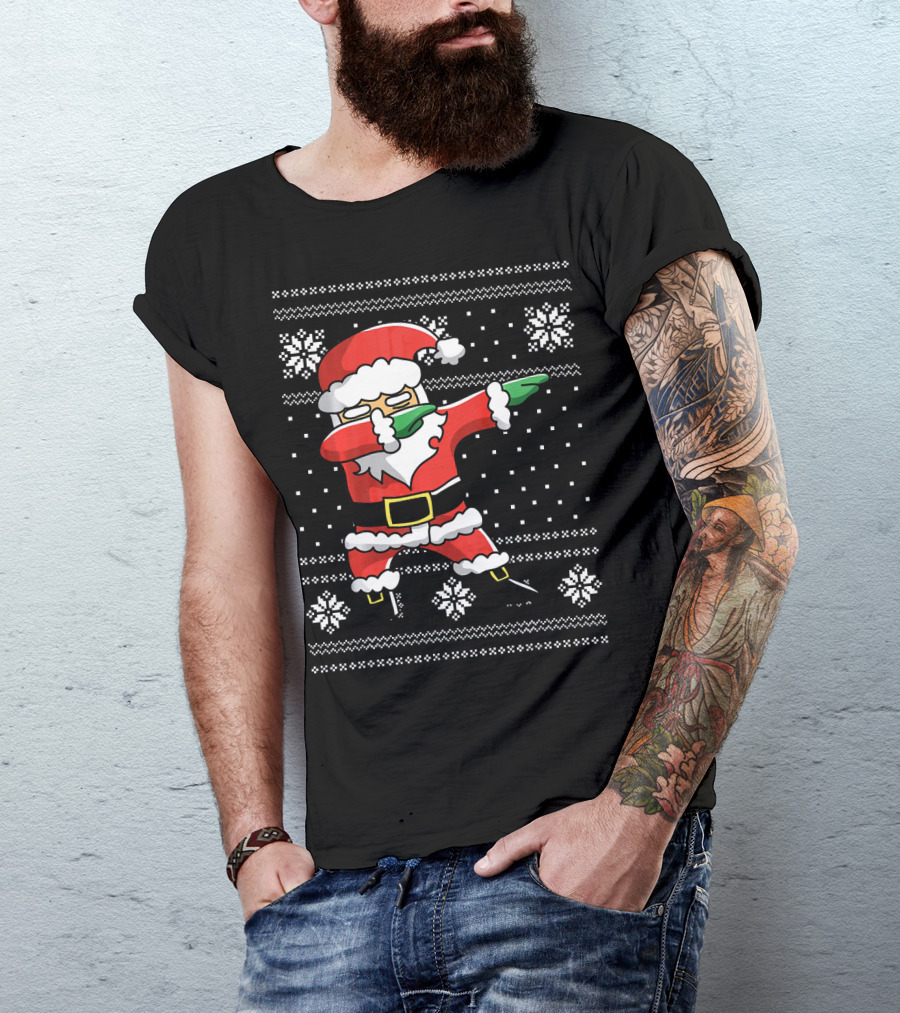 Festive Dabbing Santa Ugly Christmas T-Shirt