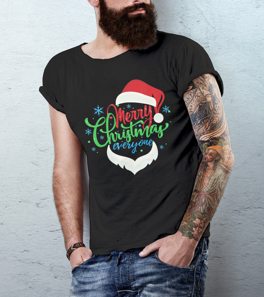 Merry Christmas Everyone Santa Hat With Beard T-Shirt